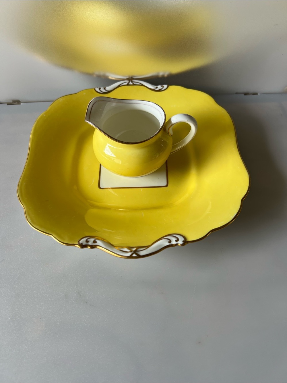Aynsley bone china creamer and square serving plate
